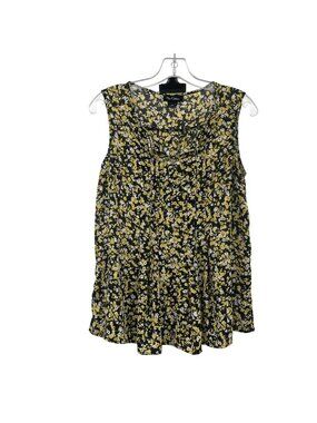 Nue Options Womens Floral Top Sleeveless Black/Multi Size Small